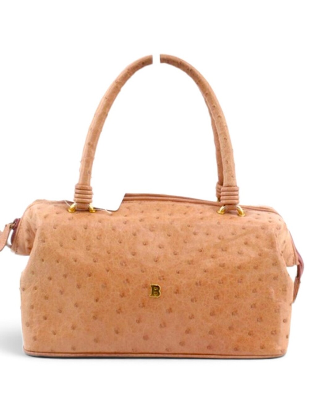 BALLY Ostrich Boston Bag Textured Satchel
